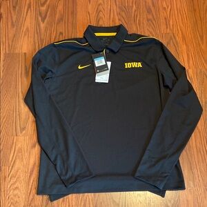 Nike Iowa Men's Black long sleeve polo shirt. Size M